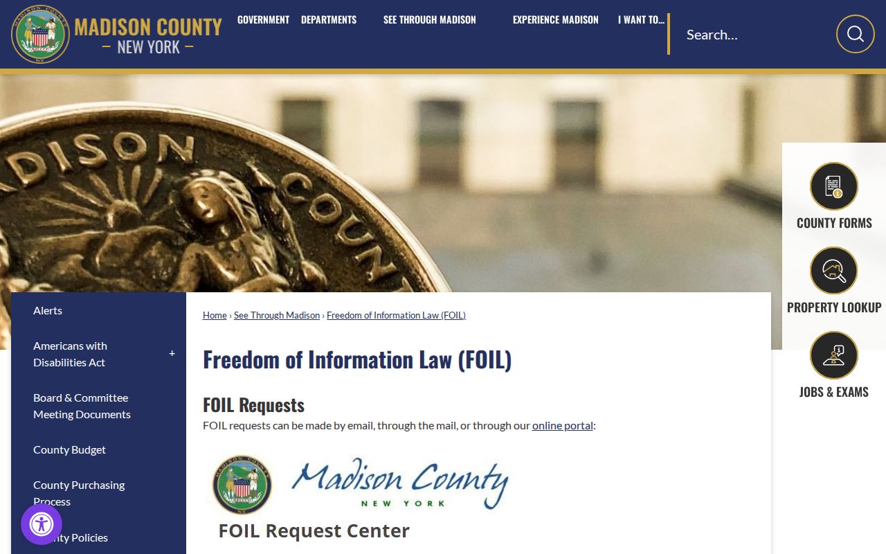 Madison County arrest records FOIL request channels
