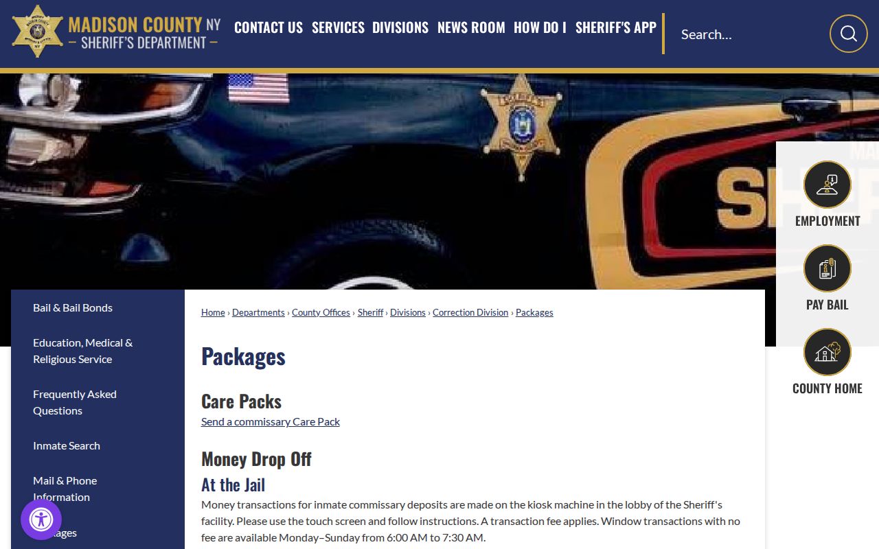 Madison County arrest booking and jail services