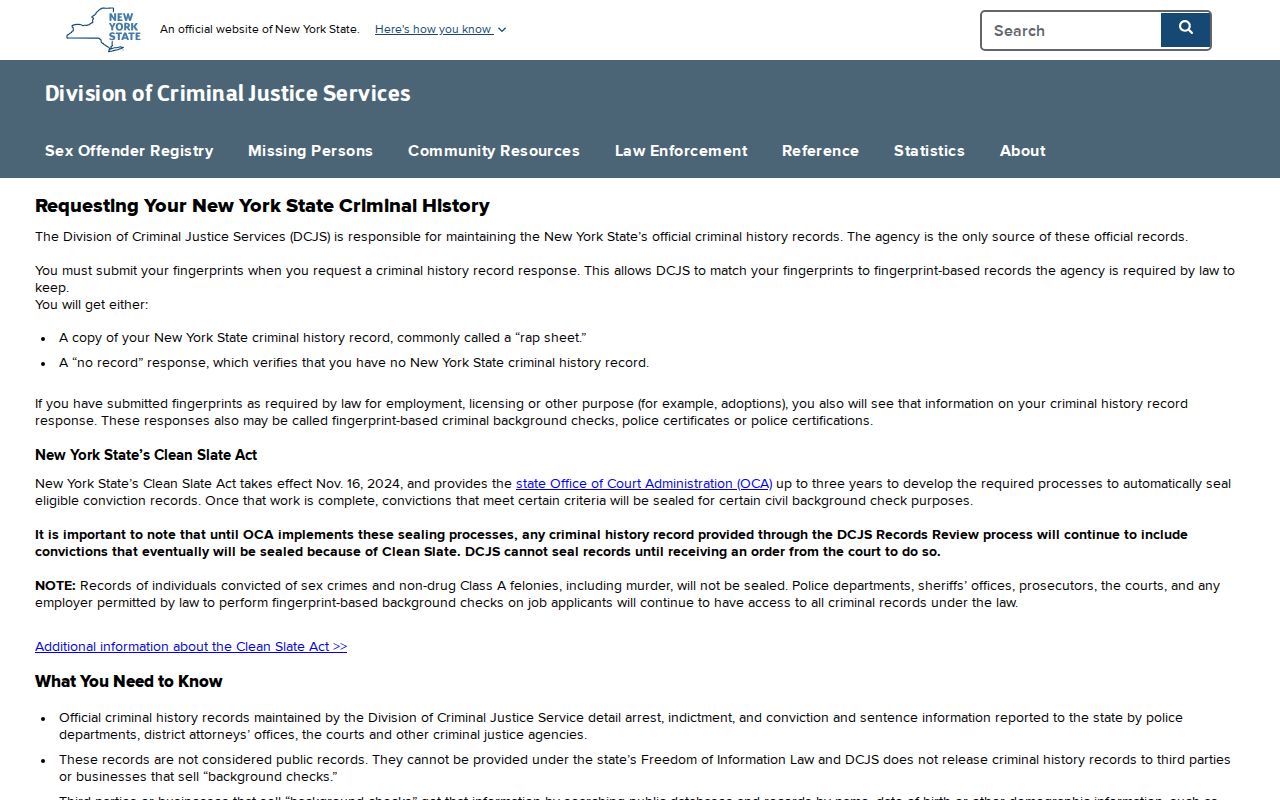 Madison County criminal record self-review through DCJS