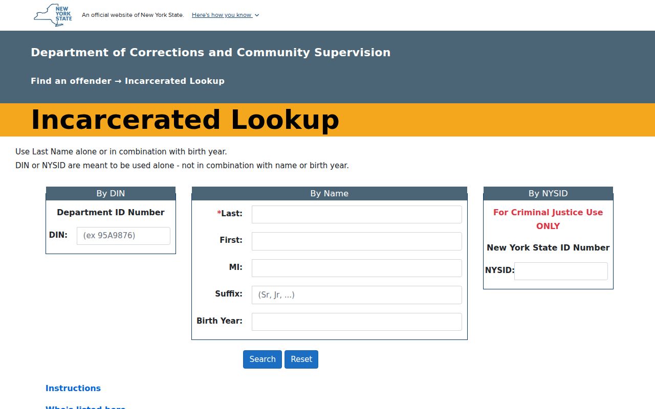 Madison County criminal record custody search through DOCCS
