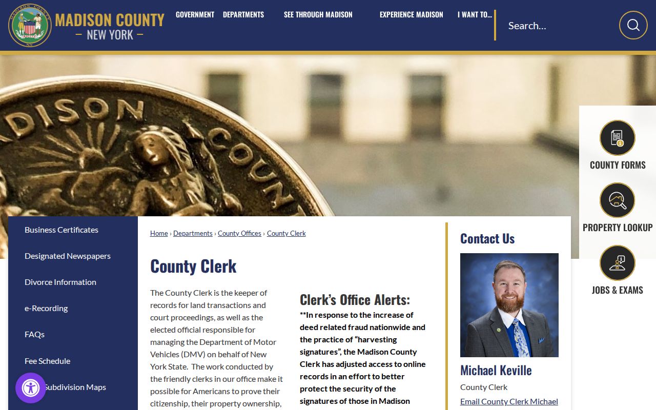 Madison County criminal record access through the County Clerk